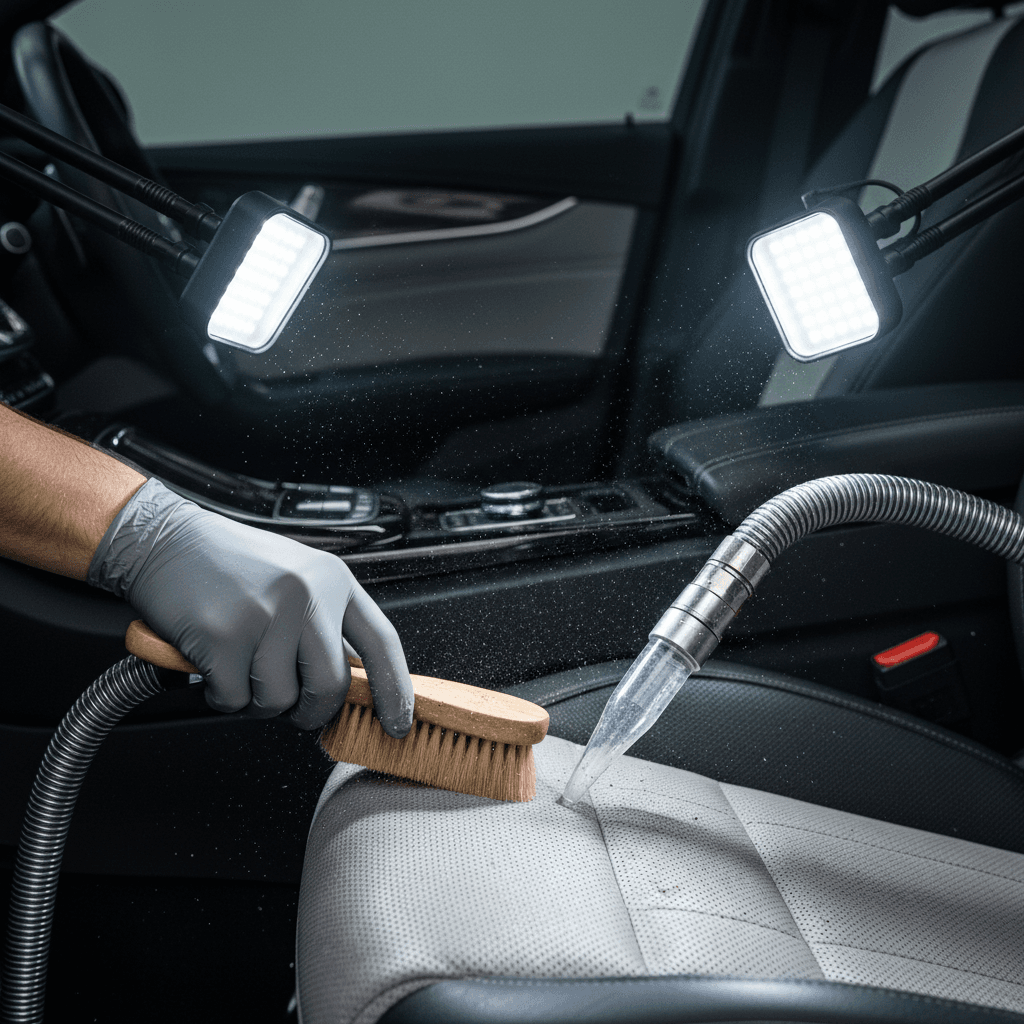 Car interior after odor removal and heavy stain treatment