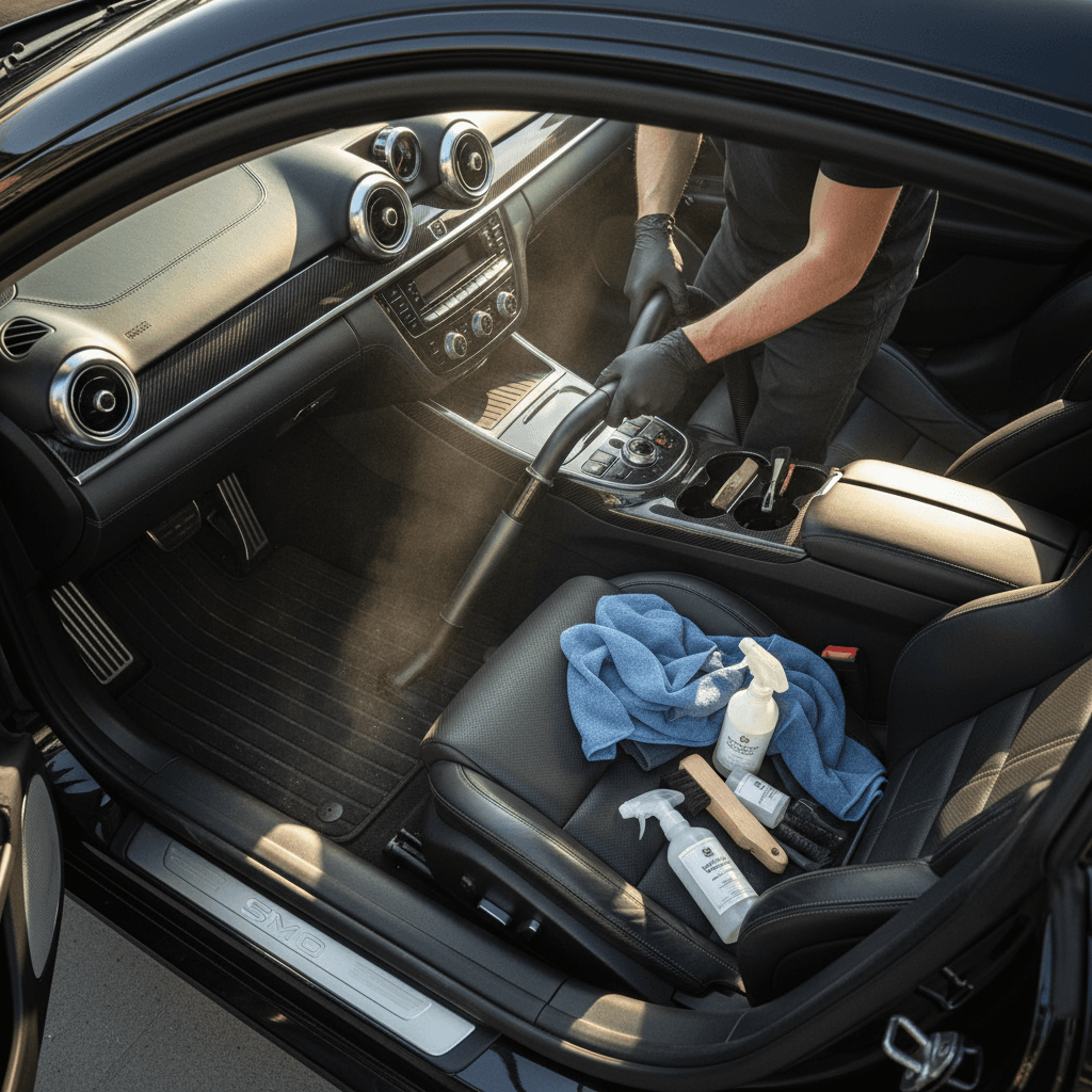 Interior deep clean with stain removal and carpet extraction results